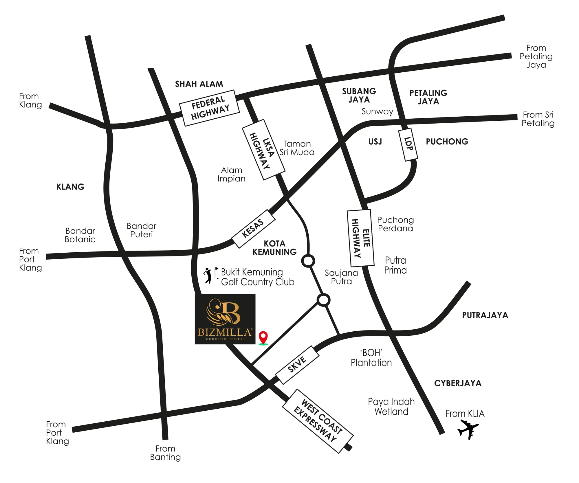 Peta lokasi Grand Ballroom, Eco Sanctuary, Kota Kemuning / Saujana Putra