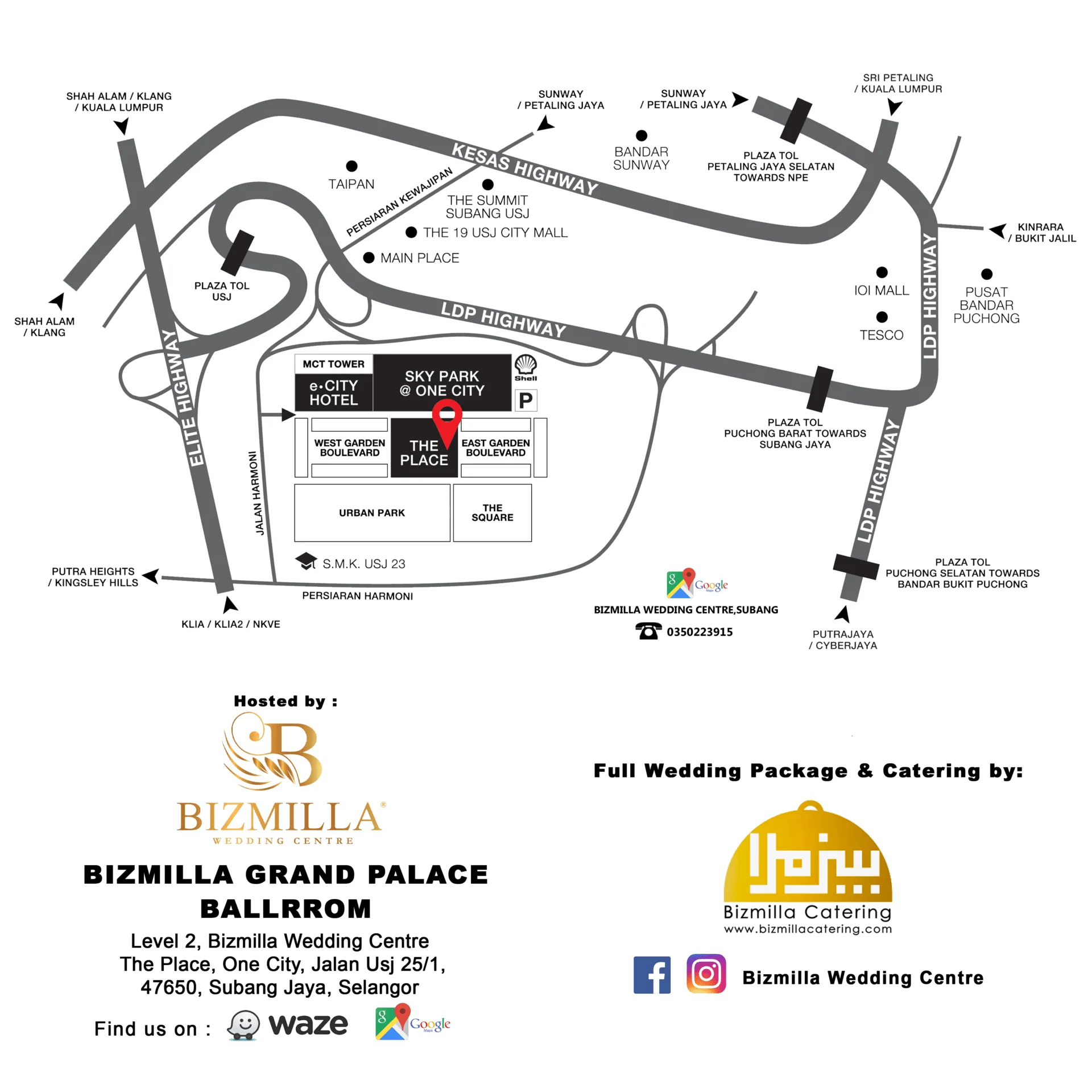 Peta lokasi Grand Palace Ballroom, The Place @ One City, Subang Jaya