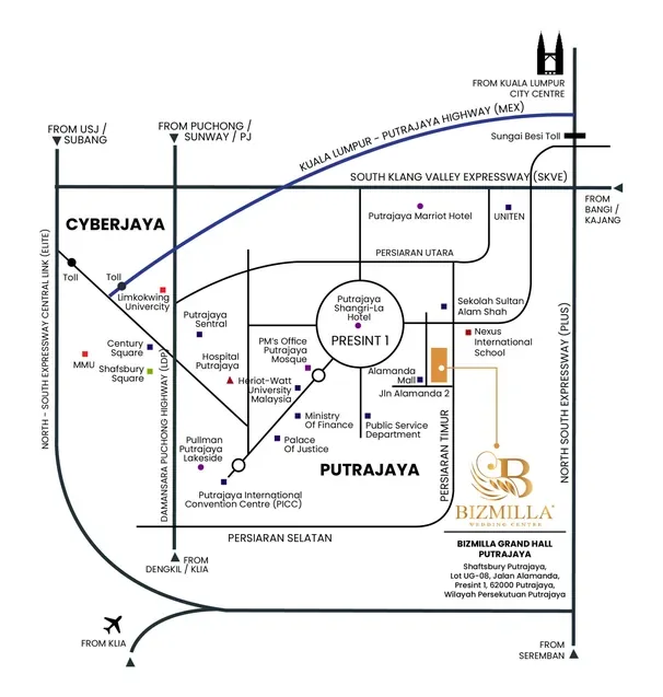 Peta lokasi Bizmilla Grand Hall Putrajaya, Putrajaya